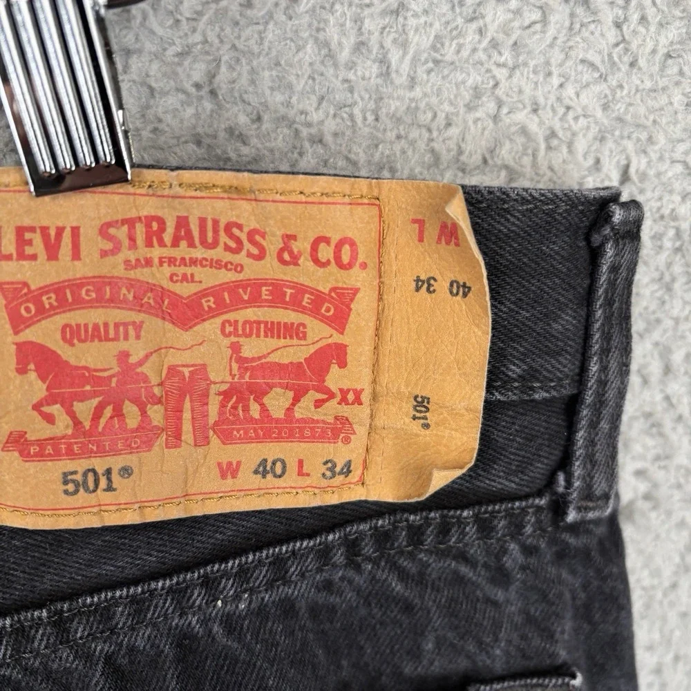 Levis 501 Jeans Mens 40 x34 (Fits 38x34) Black Straight Leg Denim